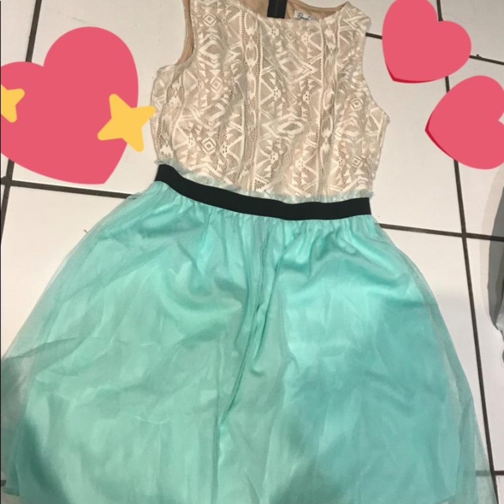 Teal/ White Dress